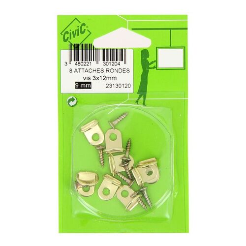 Attache Ronde Acier Laitonné 22 X 9 Mm , 8 Pcs