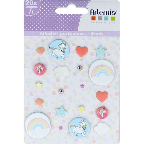 Attaches Parisiennes Arc,En,Ciel Et Licornes 3 À 25 Mm 60 Pcs