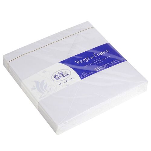 25 Enveloppes Doublées Vergé 140 X 140 Mm Eglantine
