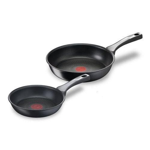 Tefal Unlimited On Lot De 2 Poêles 20/26 Cm, Induction, Revêtement Antiadhésif Résistant, Fonction Thermo-Signal, Fabriqué En France G2599002, Noir