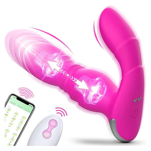 Vibromasseur Sextoy Va Et Vient Et Stimulation Clitoris, Télécommande Et Smartphone