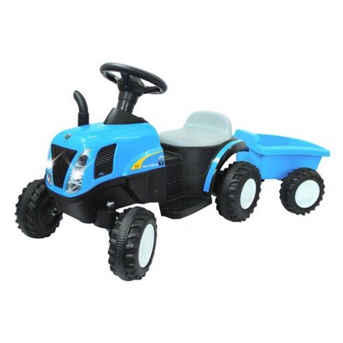 Ride-On Tracteur New Holland Avec Remorque Bleu 6v