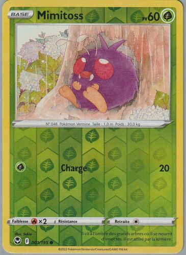 Carte Pokemon - Mimitoss - 001/195 - Reverse - Eb12 Tempete Argentée -