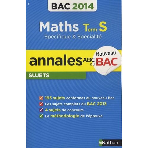 Maths Tle S Spécifique Et Spécialité - Annales, Sujets - Edition 2014