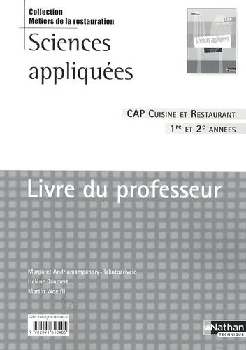 Sciences Appliquées Cap Cuisine Et Restaurant 1re Et 2e Années - Livre Du Professeur