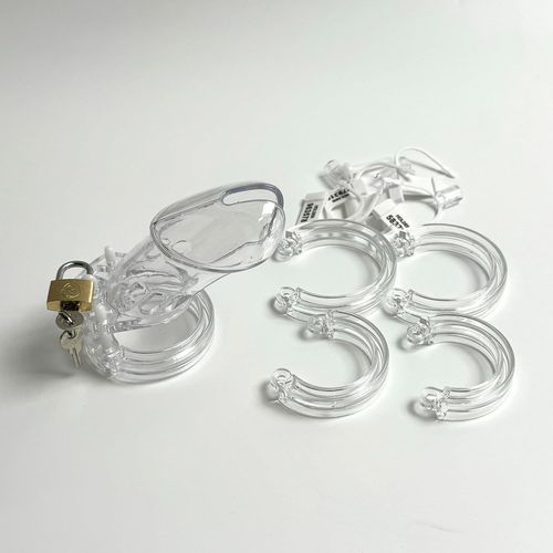 Kalanka-Cages De Chasteté Pour Hommes Cages À Pénis Menottes Bdsm Esclaves Extrêmes Jouets Sexuels Fétiches Plastique Respirant (Transparent, Lang)