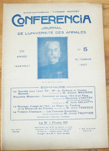 Conferencia 21e Année - 1926-1927 - N°5 Du 15 Février 1927