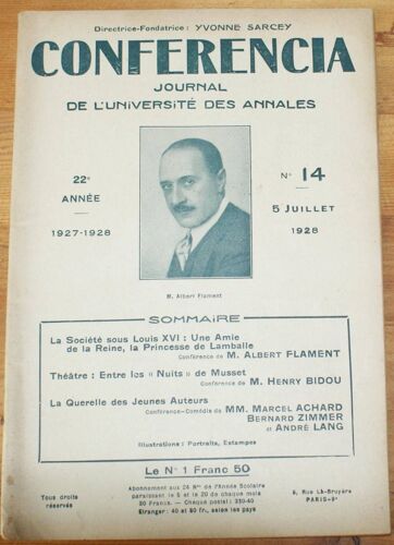 Conferencia 22e Année - 1927-1928 - N°14 Du 5 Juillet 1928