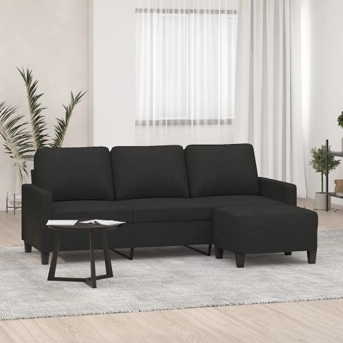 Vidaxl Canapé À 3 Places Avec Repose-Pieds Noir 180 Cm Tissu