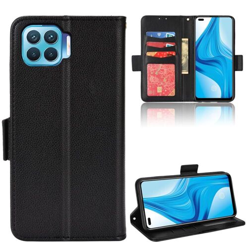 Étui Pour Oppo Reno 4f/Reno 4 Lite Magnétique Portefeuille Titulaire De Fentes Pour Cartes Cuir Pu Boucle Latérale - Noir