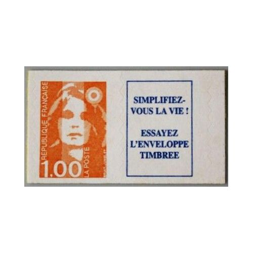 France 1996, Très Beau Timbre Neuf** Luxe Yvert 3009a, Marianne De Briat Ou Du Bicentenaire, 1.00f Orange Auto-Adhésif Avec Vignette Promotionnelle Pour L'enveloppe Timbrée, Cote 4eur.