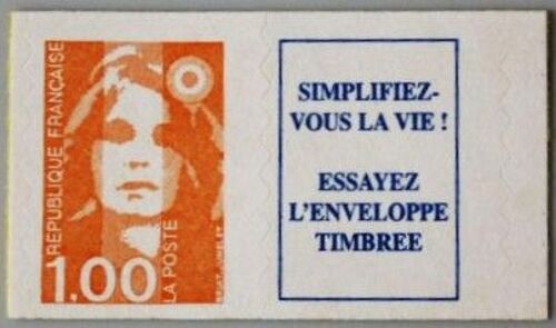 France 1996, Très Beau Timbre Neuf** Luxe Yvert 3009a, Marianne De Briat Ou Du Bicentenaire, 1.00f Orange Auto-Adhésif Avec Vignette Promotionnelle Pour L'enveloppe Timbrée, Cote 4eur.
