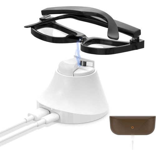 KALANKA-HiBloks Station de charge magnétique pour Ray-Ban Meta Wayfarer/Skyler, station de charge rapide avec indicateur LED pour lunettes intelligentes et étui à lunettes (blanc)
