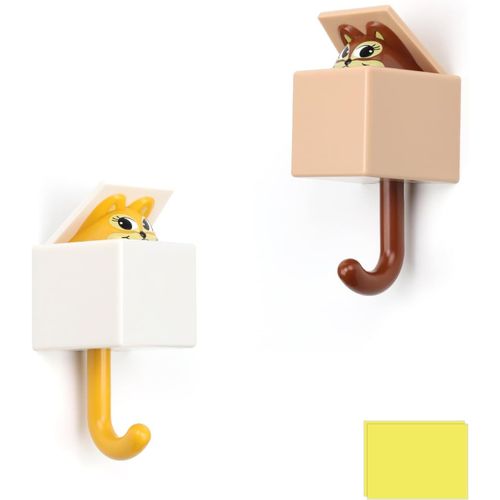 2 Pièces Crochet Porte Serviette,Écureuil Crochet Adhésif,Aba Patere Salle De Bain,Créatif Et Mignon Patere Murale Adhesive,Pour Accrocher Des Clés,Manteaux