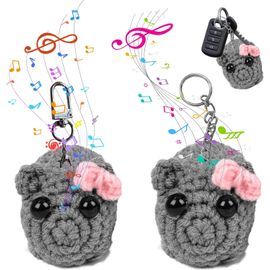 Sad Hamster Meme Peluche Triste Porte-Clés Hamster Avec Son Sad Hamster Crochet Poupées Pour Enfants,Poupée Tricotée Triste Hamster Fait À La Main (Gris,2 Pièces)