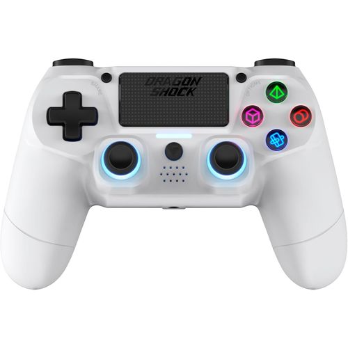 Mizar Manette Sans Fil Pour Ps4 ¿ Contrôleur Bluetooth Compatible Pc & Ps3 ¿ Double Vibration,Batterie Rechargeable ¿ Blanc