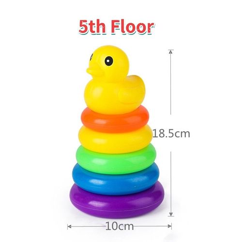 Cercle Empilable Pour Enfants Arc-En-Ciel Cercle Empilable Canard Jouet Bébé Puzzle Éducation Précoce Anneau Avec Des Couleurs Riches Bébé Poupée Jouets