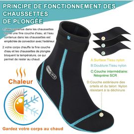 Chaussettes De Plongée, Chaussettes Neoprene 3mm Pour Homme Et Femme, Chausson Neoprene, Chaussettes Thermiques Chaussettes De Combinaison Pour La Plongée Natation Surf Plongée En Apnée
