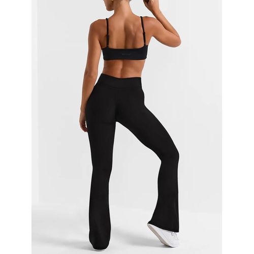 Femme Pantalon Yoga Évasé Taille Haute Leggings Sport Flared Pour Yoga Fitness Jogging Avec 2 Poches