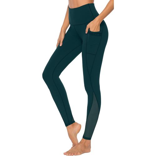 Legging De Sport Pour Femme Avec Poches ¿ Pantalon De Sport Opaque Avec Inserts En Maille.