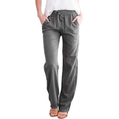 Pantalon Femme En Lin Décontractés Pantalons Légers Casual Elastique Ceinture Avec Poches Printemps Et Eté