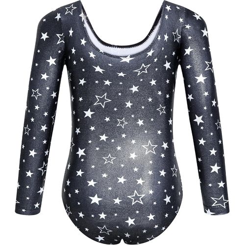 Ensemble De Gymnastique 2 Pièces Imprimé Pour Fille, Justaucorps À Manches Longues Et Col En U, Parfait Pour La Gymnastique, La Danse Et Le Yoga, Pour Enfants De 3 À 12 Ans