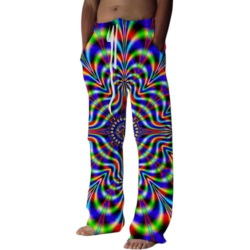 Cool Multicolore Deguisement Annee 80 Homme - Déguisement Homme Disco Abba Costume Pattes D¿Éléphant Années 60 Pantalon Hippie