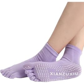 Chaussette De Yoga Antidérapant Femme En Coton Chaussettes À 5 Doigts Pour Sport Pilates Fitness Danse Respirant