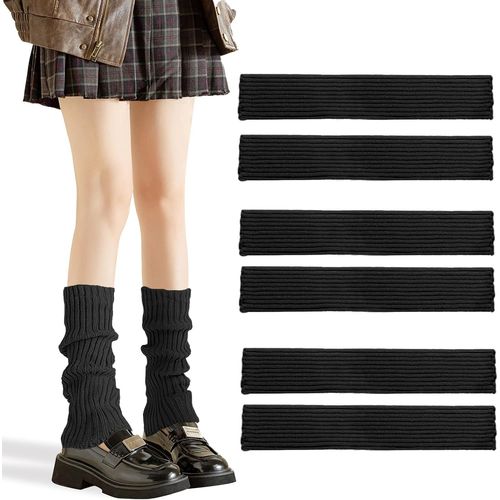 3 Paires Jambière Femmes, Guetre Fambières Tricotées Pour Femmes Et Filles, Leg Warmers, Genouillères Chaudes Pour Bottes D'hiver, Chaussettes Longues Tendance Pour Ballet Yoga Fête, Noir