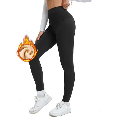 Legging Thermique Pour Femme - Legging Doublé En Polaire Avec Poches - Pantalon Thermique Doublé - En Peluche Épaisse - Opaque Pour Le Sport, La Chaleur Et Le Confort, Noir , M