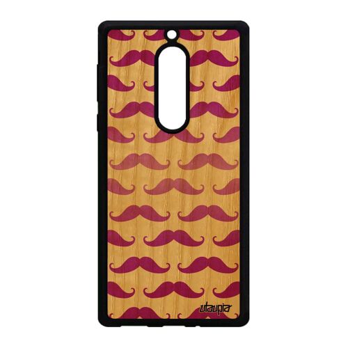 Coque silicone Nokia 5 bois moustache smartphone rose tendance bumper case fille