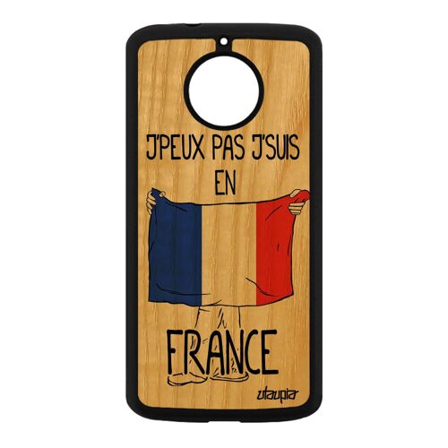 Coque Moto E4 Plus Bois Silicone J'peux Pas J'suis En France Smartphone Motorola Moto E4 Plus