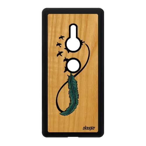 Coque en bois Xperia XZ2 silicone infini design eternel pastel Bleu fille a Sony Xperia XZ2