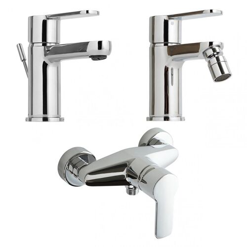 SET DE ROBINETTERIE LAVABO, BIDET, GROUPE EXTERNE DE DOUCHE EN LAITON CHROMÉ | NORA