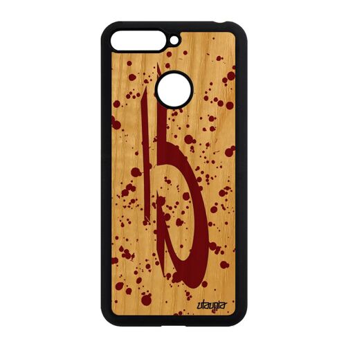 Coque Honor 7A bois silicone Signe du zodiaque balance calligraphie univers noir