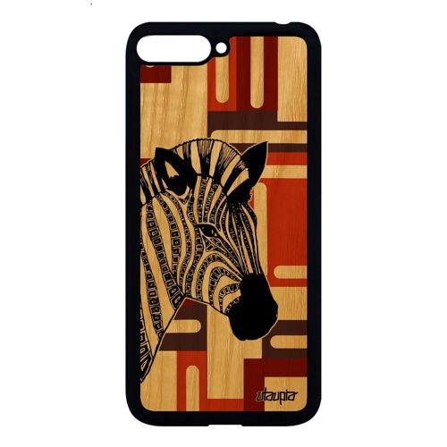 Coque antichoc pour Huawei Y6 2018 bois silicone zebre femme noir et blanc rayé
