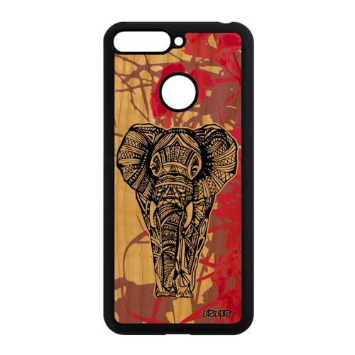 Coque Silicone Pour Honor 7a En Bois Elephant Nature Telephone Bumper Dessin Zen