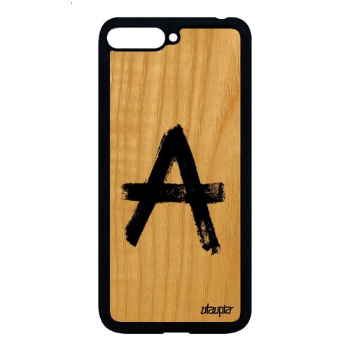 Coque Y6 2018 En Bois Silicone Anarchie Street Art Pas Cher Housse Urbain Huawei Y6 2018