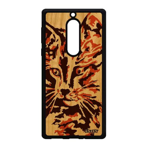 Coque Pour Nokia 5 Bois Silicone Chat Antichoc Petit Mobile Unique Marron Case A