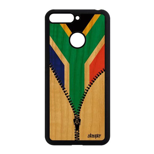 Coque Pour Honor 7a Bois Silicone Drapeau Afrique Du Sud Africain Football Foot