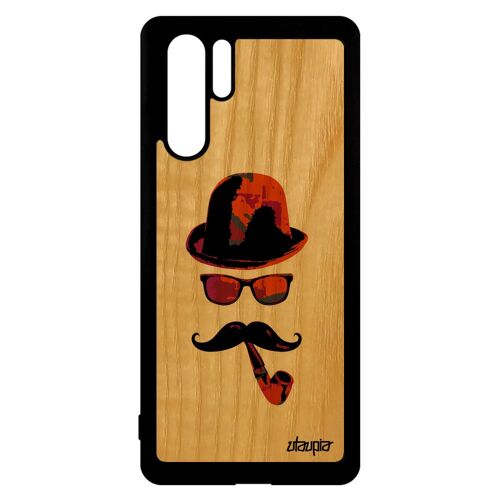 Coque P30 Pro En Bois Silicone Monsieur Moustache Street Art Souple Motif Huawei P30 Pro