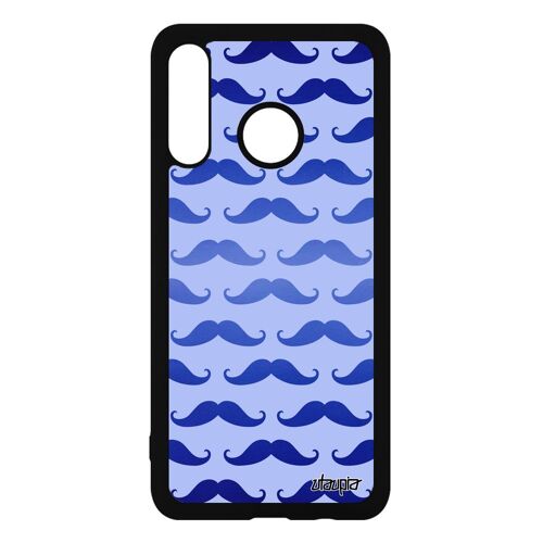 Coque Huawei P30 Lite silicone moustache etui imprime TPU housse bleu telephone