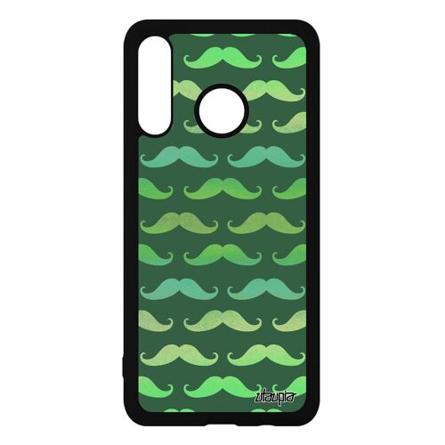 Coque Huawei P30 Lite Silicone Moustache Noir Vert Imprime Etui Mar-Lx2 4g De