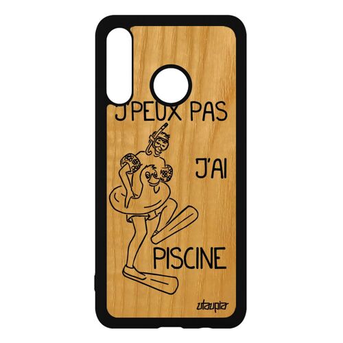 Coque silicone pour P30 Lite en bois j'peux pas j'ai piscine humour Noir Huawei P30 Lite