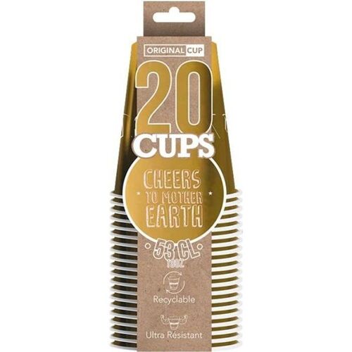 20 GOBELETS XL EN CARTON 53CL - OR BLANC