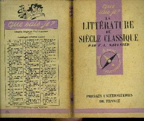 Que Sais-Je? N° 95 La Littérature Du Siècle Classique