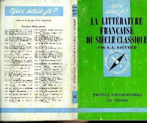 Que Sais-Je? N° 95 La Littérature Française Du Siècle Classique