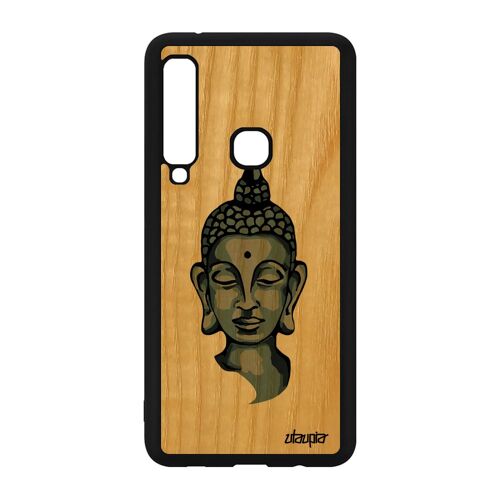 Coque Samsung Galaxy A9 2018 Bois Silicone Bouddha Image Antichoc Yoga Thailande