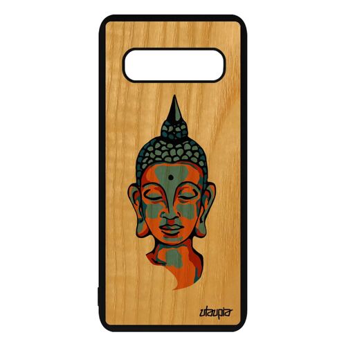 Coque Galaxy S10 en bois silicone bouddha journal housse design Orange a Samsung Galaxy S10