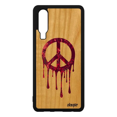 Coque Peace And Love Telephone Huawei P30 Bois Silicone Femme Peinture Journal A